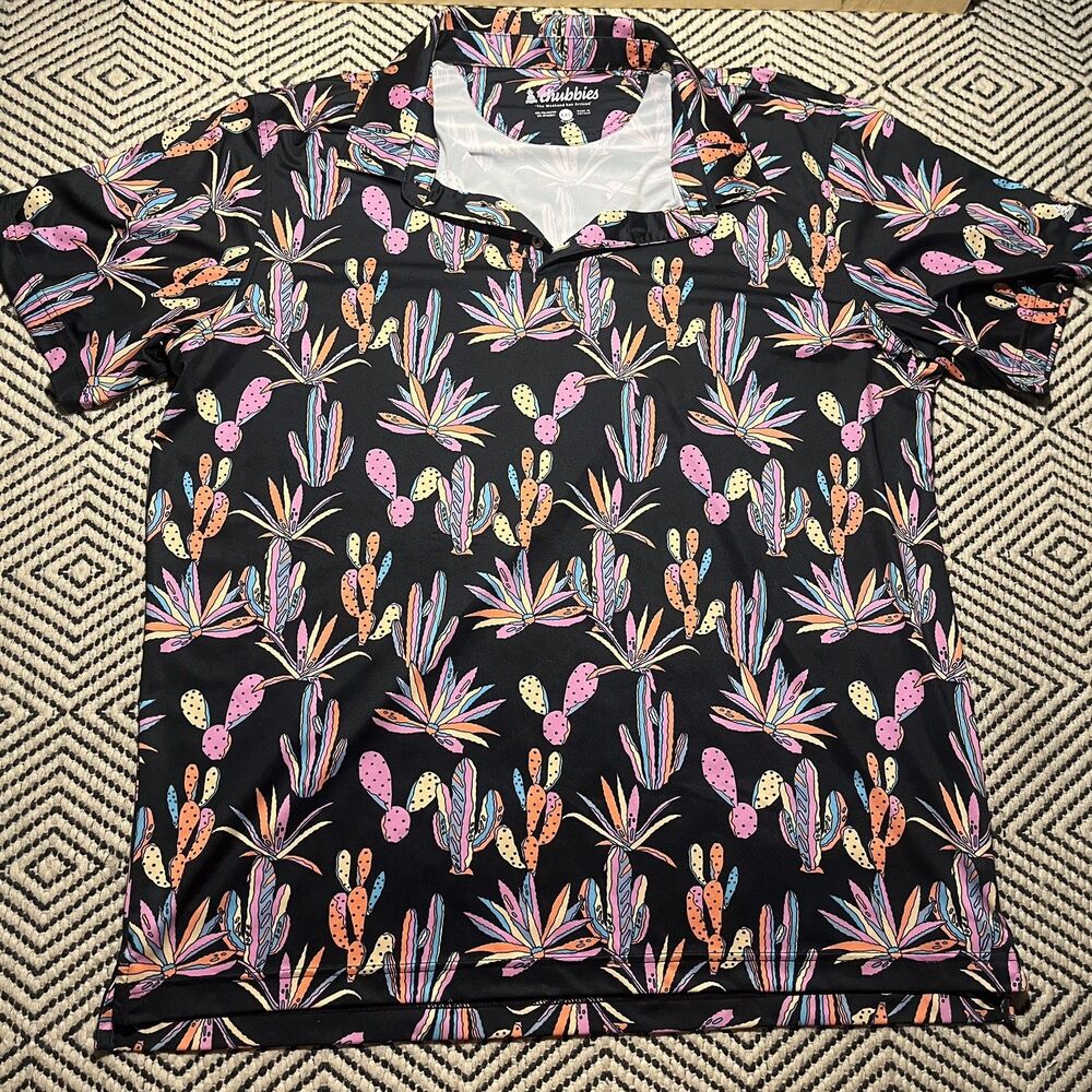 Chubbies The Black Light Night Performance Polo Mens XXL Summer Vacation Beach